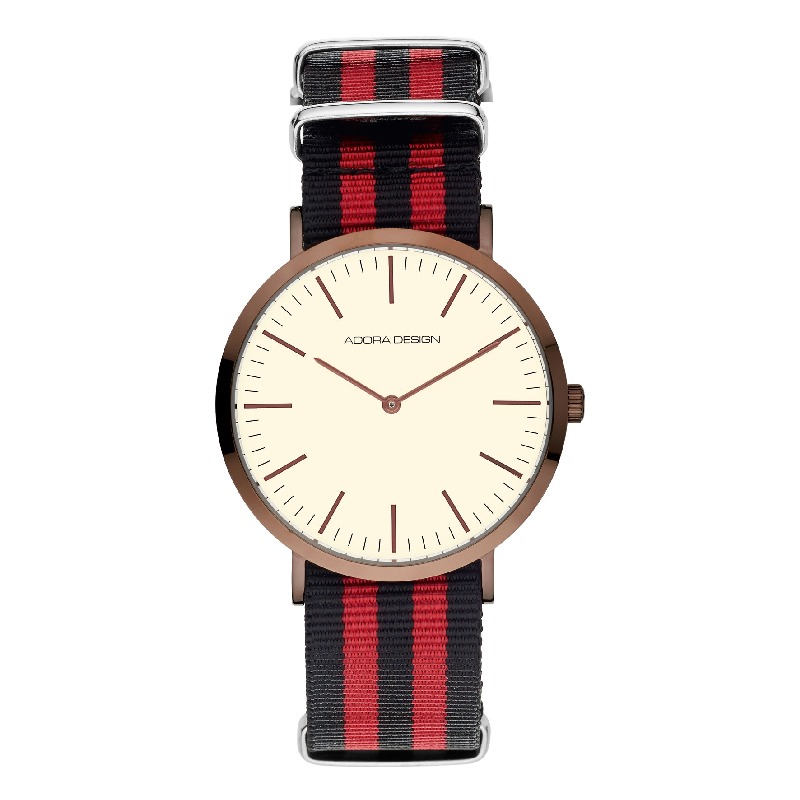 Adora Design Herrenuhren Ziffernblatt: Beige Index  Nylon Armband Quartz 30 Meter Ref.-Nr.:  1-200562-001