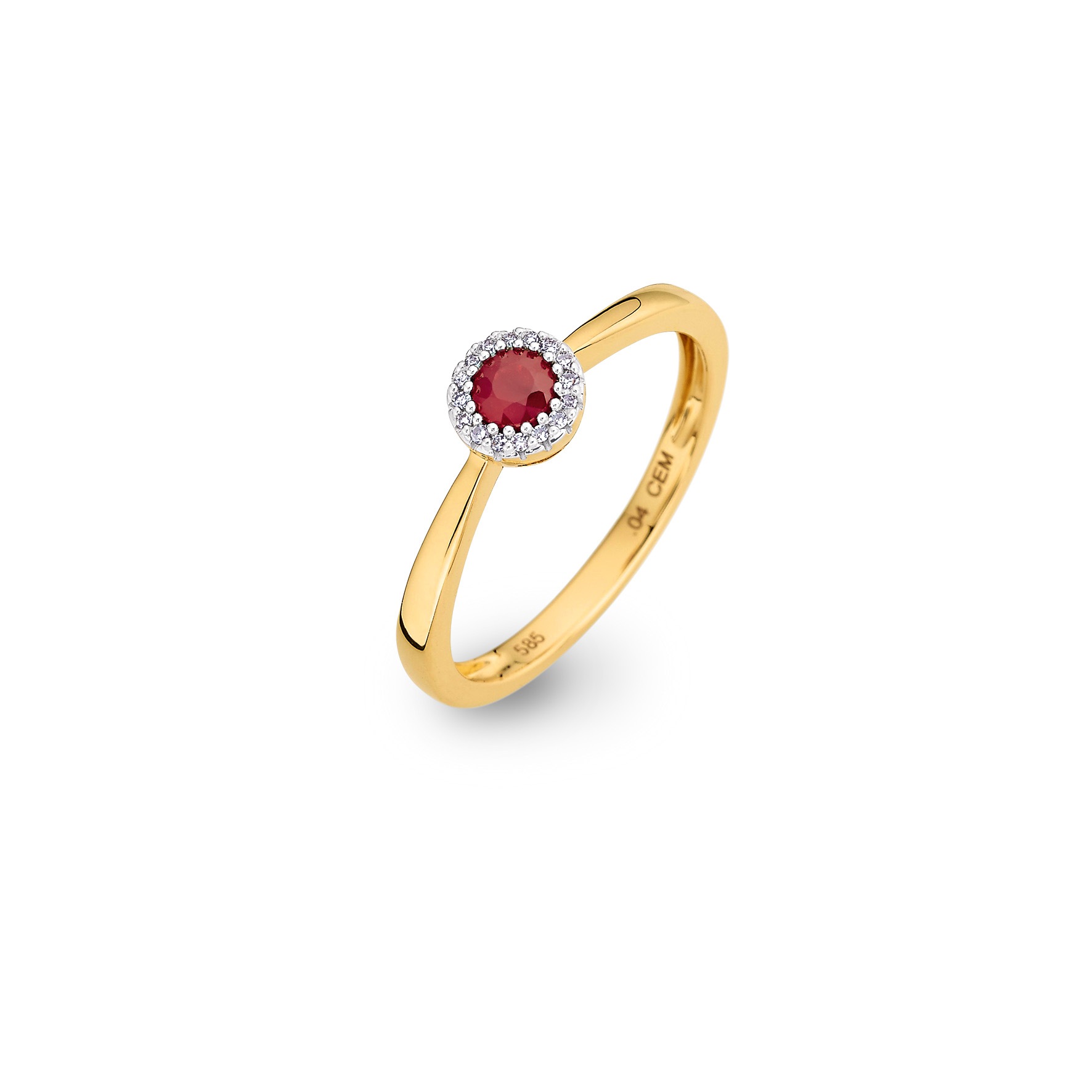 Engelkemper Handschmuck Ref.-Nr.: 6-202846-001 585/- Gold, gelb 1 Rubin Rot 0,30ct.  14 Brillant Wesselton kleine Einschl&uuml;sse 0,04ct.  Ringgr&ouml;&szlig;e 56