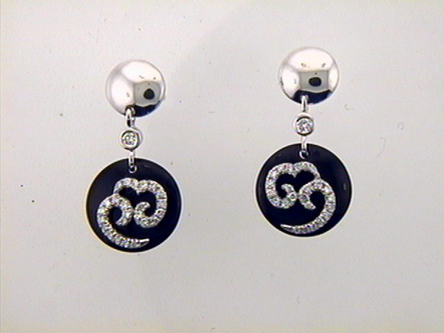 Kopf.-und Ohrschmuck Ref.-Nr.: mf1118 585/- Gold 50 Diamant Wesselton deutliche Einschl&uuml;sse 0.19ct. 2 Onyx 