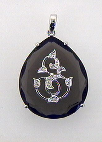 Max Fr&ouml;hlich Halsschmuck Ref.-Nr.: mf1126 585/- Gold, wei&szlig; 13 Diamant Wesselton kleine Einschl&uuml;sse Brillantschliff 0,027ct.  1 Rauchquarz 