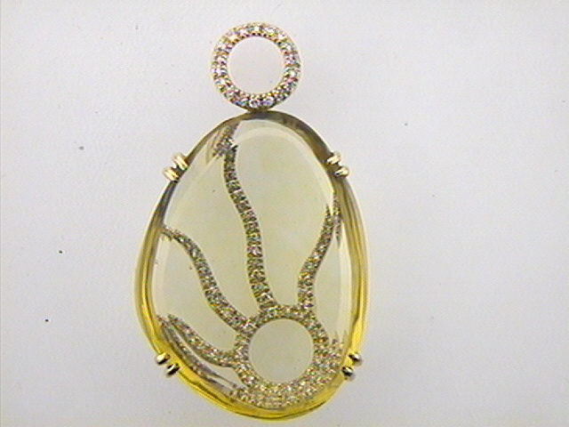 Max Fr&ouml;hlich Halsschmuck Ref.-Nr.: mf1107 585/- Gold, gelb 75 Diamant Wesselton deutliche Einschl&uuml;sse Brillantschliff 0,253ct.  2 Citrin Crystal 