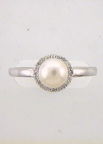 Max Fr&ouml;hlich Ring Ref.-Nr.: 703/144644/58 585/- Gold 20 Diamant Wesselton deutliche Einschl&uuml;sse Brillantschliff 0,12ct.  1 China Zuchtperlen 7,0-7,5 mm Wei&szlig; Oval Ringgr&ouml;&szlig;e 58