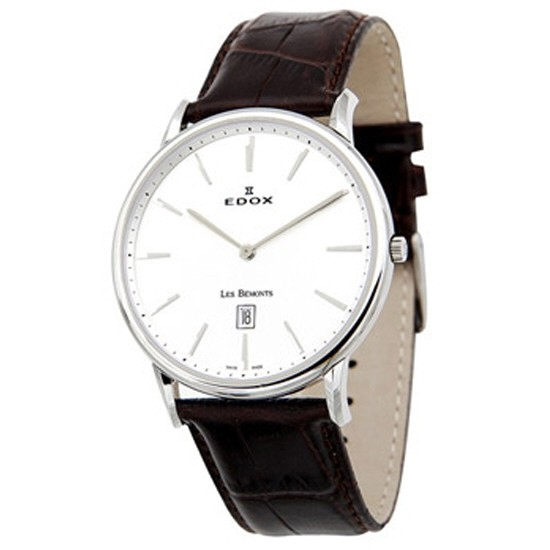 Edox Herrenuhren Stahl Leder Quartz 30 Meter Ref.-Nr.: 27032-3AIN 