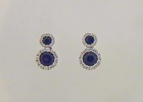 Max Fr&ouml;hlich Ohrschmuck Ref.-Nr.: 710/168926 585/- Gold 4 Saphir blau Unbekannt/ Nicht Definierbar Fantasieschliff  44 Diamant Wesselton kleine Einschl&uuml;sse Brillantschliff 0,20ct. 