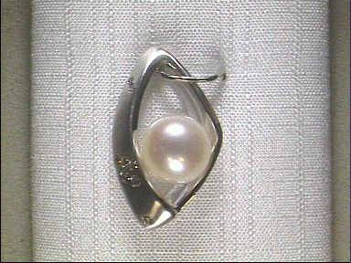 Halsschmuck Ref.-Nr.: 31-88534-0 585/- Gold, wei&szlig; 8 Diamant Top Cape deutliche Einschl&uuml;sse Brillantschliff 0,085ct.  1 China Zuchtperlen 8,5 bis 9,0 mm