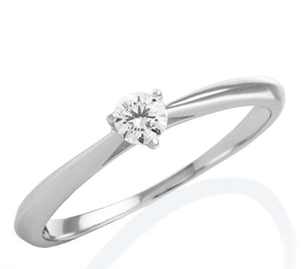 Handschmuck Ref.-Nr.: 41/86623-0 585/- Gold 1 Diamant Wesselton kleine Einschl&uuml;sse Brillantschliff 0.15ct. Verlobungsring 