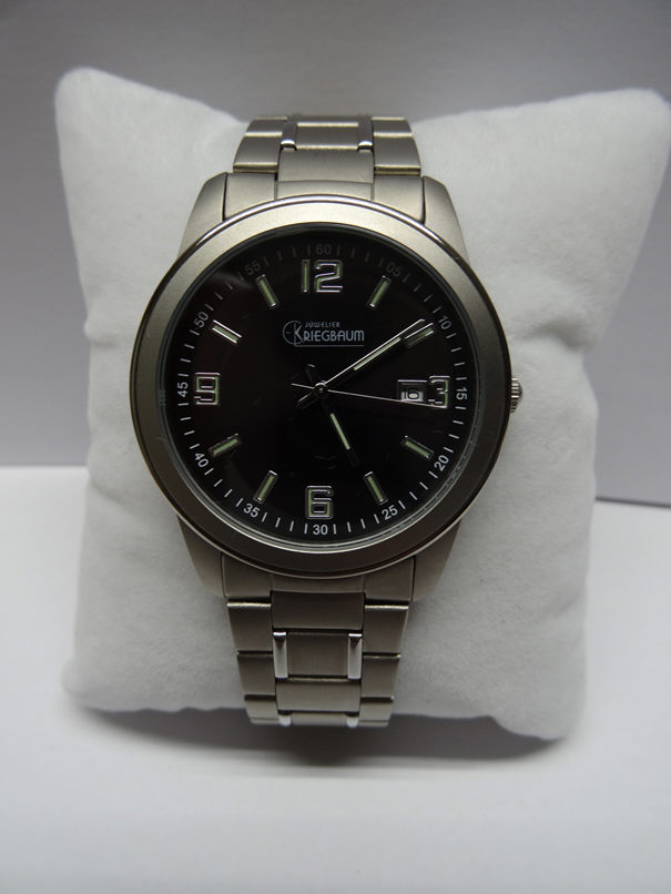Kriegbaum Herrenuhren Ziffernblatt: Schwarz Index  Titan Gliederband Quartz 50 Meter Ref.-Nr.: 1140.90.76