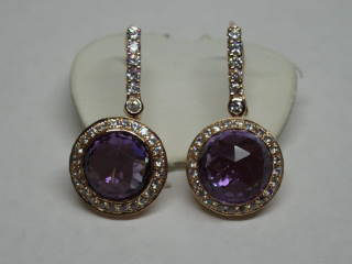 Kopf.-und Ohrschmuck Ref.-Nr.: 2002-3645-6 925/- Silber 2 Amethyst lila 