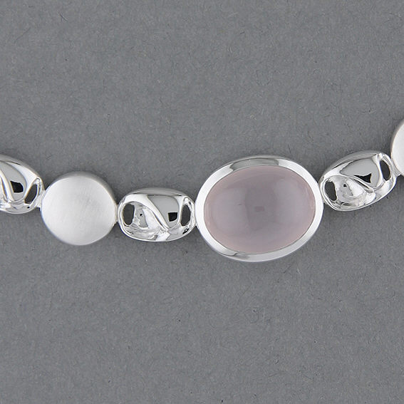 Halsschmuck Ref.-Nr.: 2084-8966 925/- Silber 6 Rosenquartz 5 Calcedon 