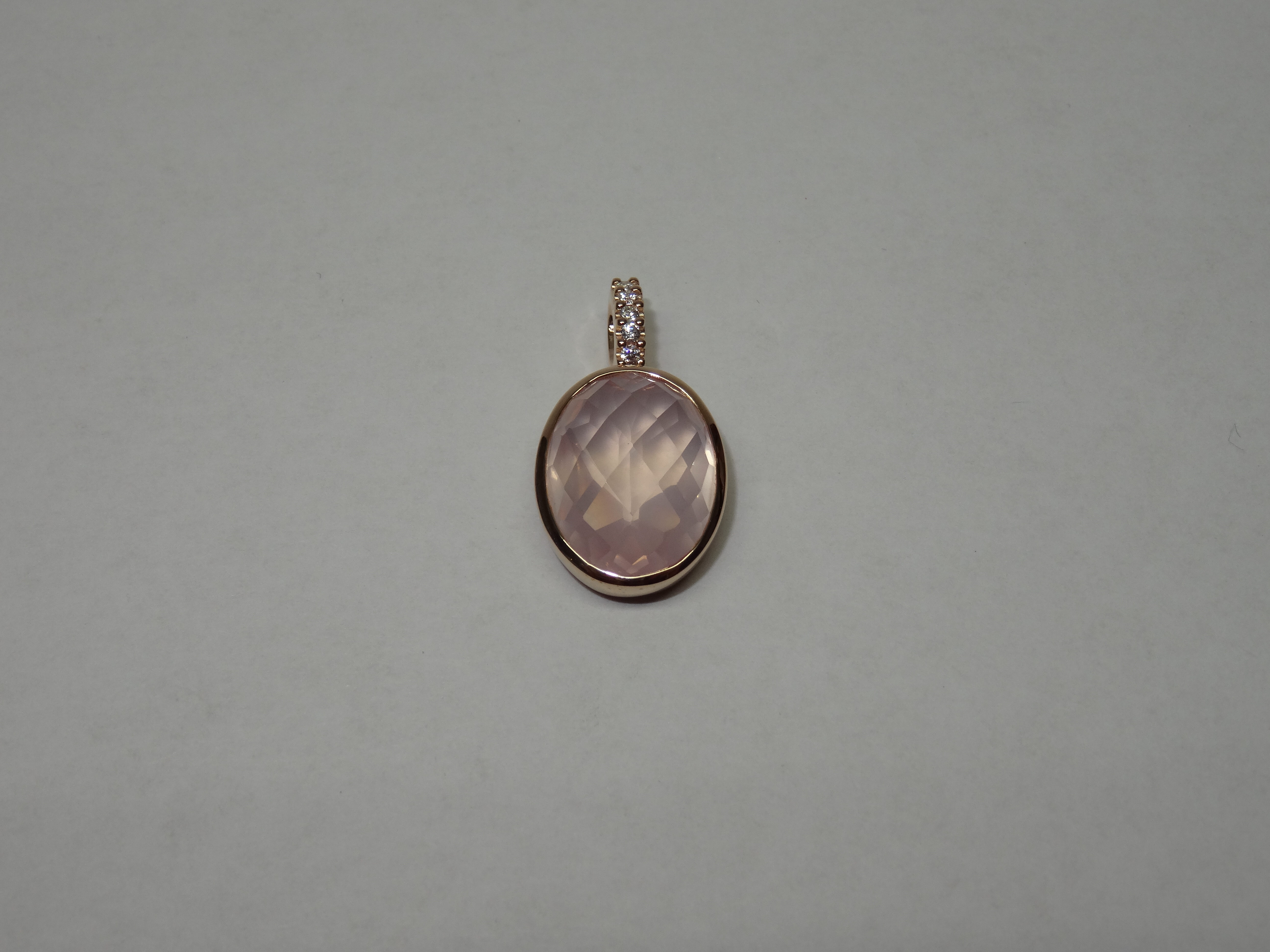 Halsschmuck Ref.-Nr.: 2025-4647-6 925/- 1 Rosenquartz Rosa 5 Zirkonia  Wei&szlig; 