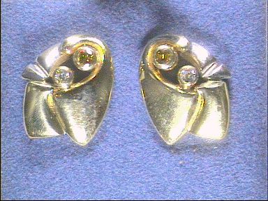 Kopf.-und Ohrschmuck Ref.-Nr.: OHNE-NR- 585/- Gold 4 Diamant Wesselton kleine Einschl&uuml;sse Brillantschliff 0.16ct. 