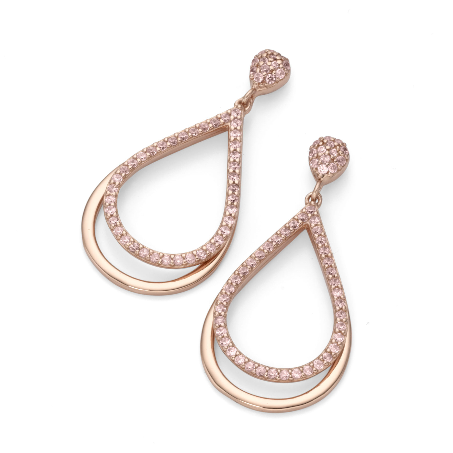 Kopf.-und Ohrschmuck Ref.-Nr.: 411109 925/- Silber, Ros&eacute; 2 Zirkonia  Wei&szlig; 2 Zirkonia  schwarz 