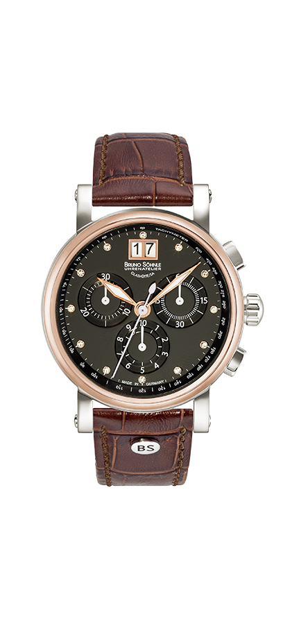 Bruno S&ouml;hnle Damenuhren Stahl Leder Quartz 100 Meter Ref.-Nr.: 17-63115-751 