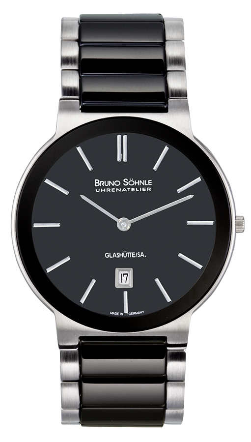 Bruno S&ouml;hnle Herrenuhren Ziffernblatt: Schwarz Index  EST/- Keramik Keramikband Quartz 30 Meter Ref.-Nr.: 17-73101-742 Ind.-Nr: 4121 101/