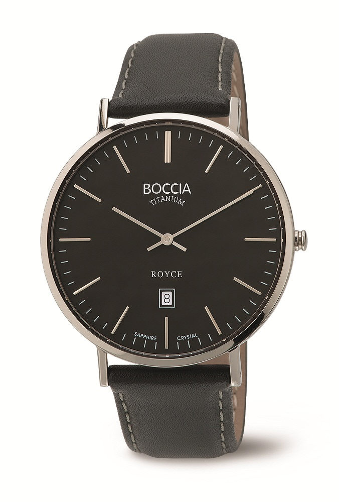Boccia Herrenuhren Ziffernblatt: Schwarz Index  EST/- Titan, wei&szlig; Leder Quartz 30 Meter Ref.-Nr.: 3589-02