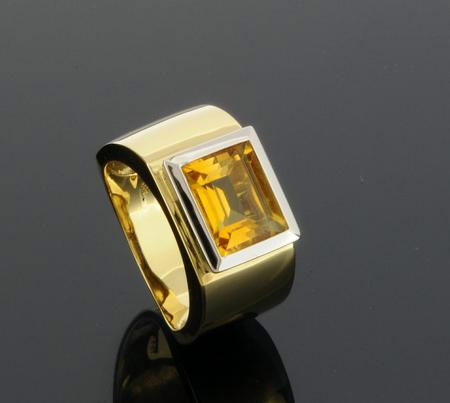 Ringe Ref.-Nr.: 6642390 585/- Gold, Gelbgold/Weissgold 1 Citrin Gelb Baguette  Ringgr&ouml;&szlig;e 56