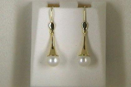 Kopf.-und Ohrschmuck Ref.-Nr.: 6929100 585/- Gold 2 China Zuchtperlen 7,0-7,5 mm 