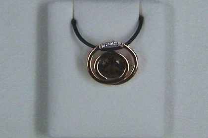 Wilhelm M&uuml;ller Halsschmuck Ref.-Nr.: 247777019 585/- Gold, rot 5 Diamant Wesselton kleine Einschl&uuml;sse Brillantschliff 0,03ct.  1 Rauchquarz braun 