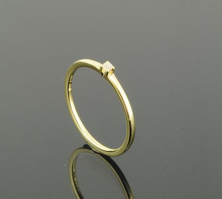 Ringe Ref.-Nr.: 1291890 585/- Gold, gelb 1 Diamant Wesselton kleine Einschl&uuml;sse Brillantschliff 0,03ct.  Ringgr&ouml;&szlig;e 58