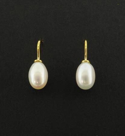 Kopf.-und Ohrschmuck Ref.-Nr.: 6976420 333/- Gold 2 China Zuchtperlen 7,0-7,5 mm Rosa Oval 