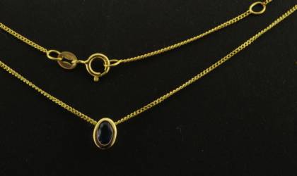 Wilhelm M&uuml;ller Halsschmuck Ref.-Nr.: 5383470 585/- Gold 1 Saphir Oval facettiert 0,31ct. 