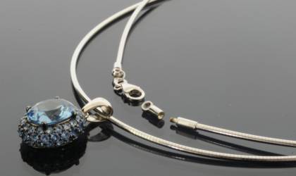 Halsschmuck Ref.-Nr.: 7619461 925/- Silber 55 Zirkonia  blau 