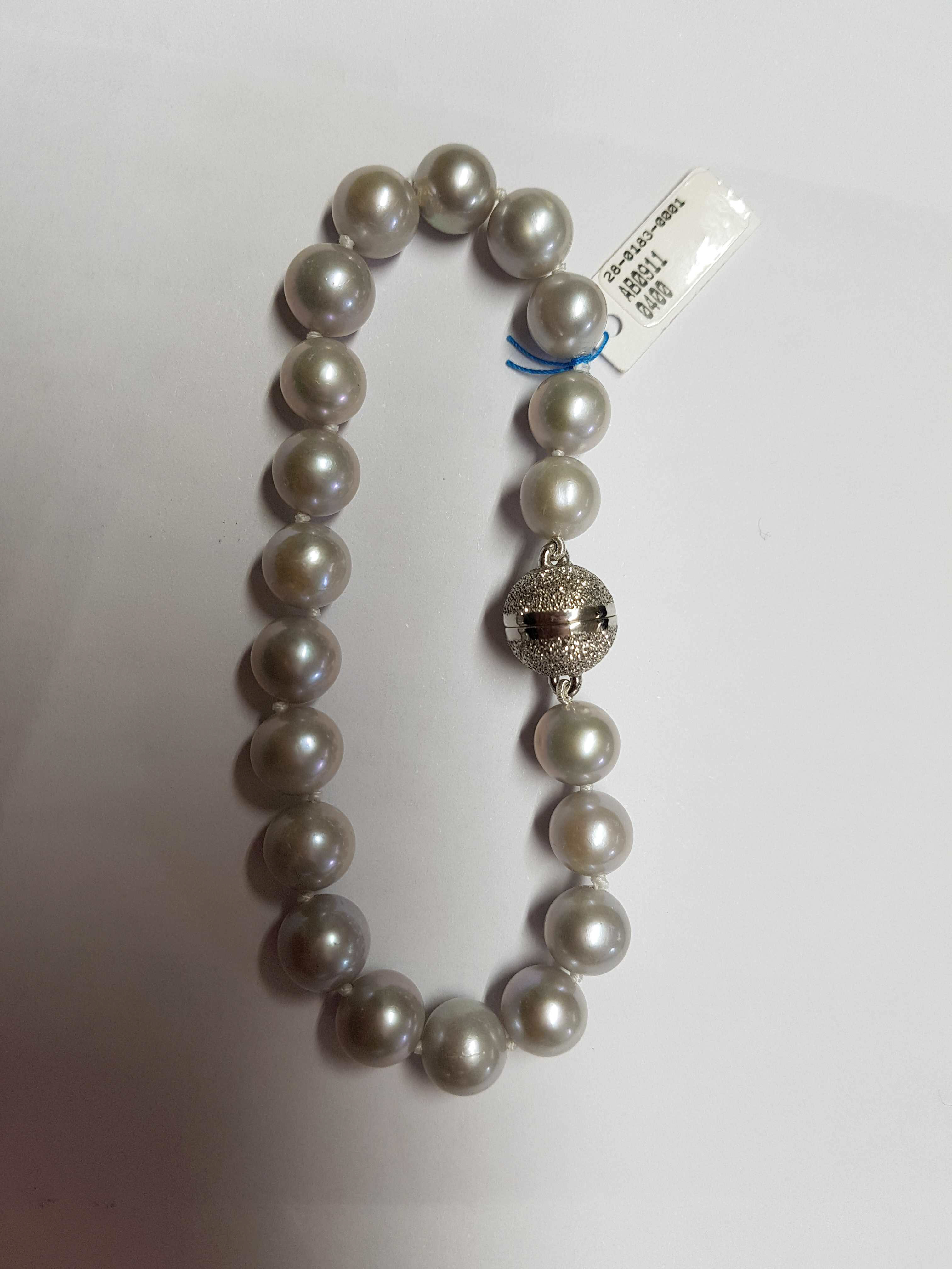 Armschmuck Ref.-Nr.: 28-0183-0001 925/- Perlen 20 S&uuml;&szlig;wasser Zuchtperle 8,5 bis 9,0 mm Grau Oval 