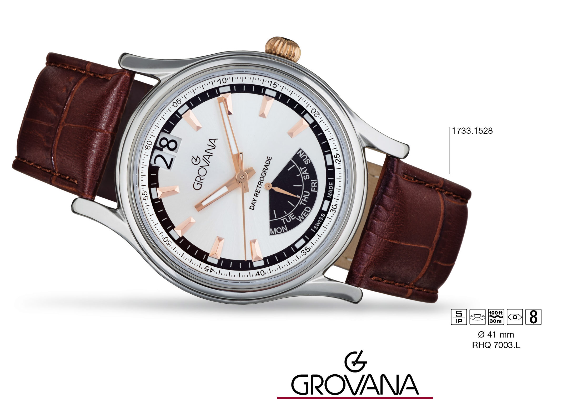 Herrenuhren Stahl Leder Quartz 50 Meter Ref.-Nr.: 1733.1528 