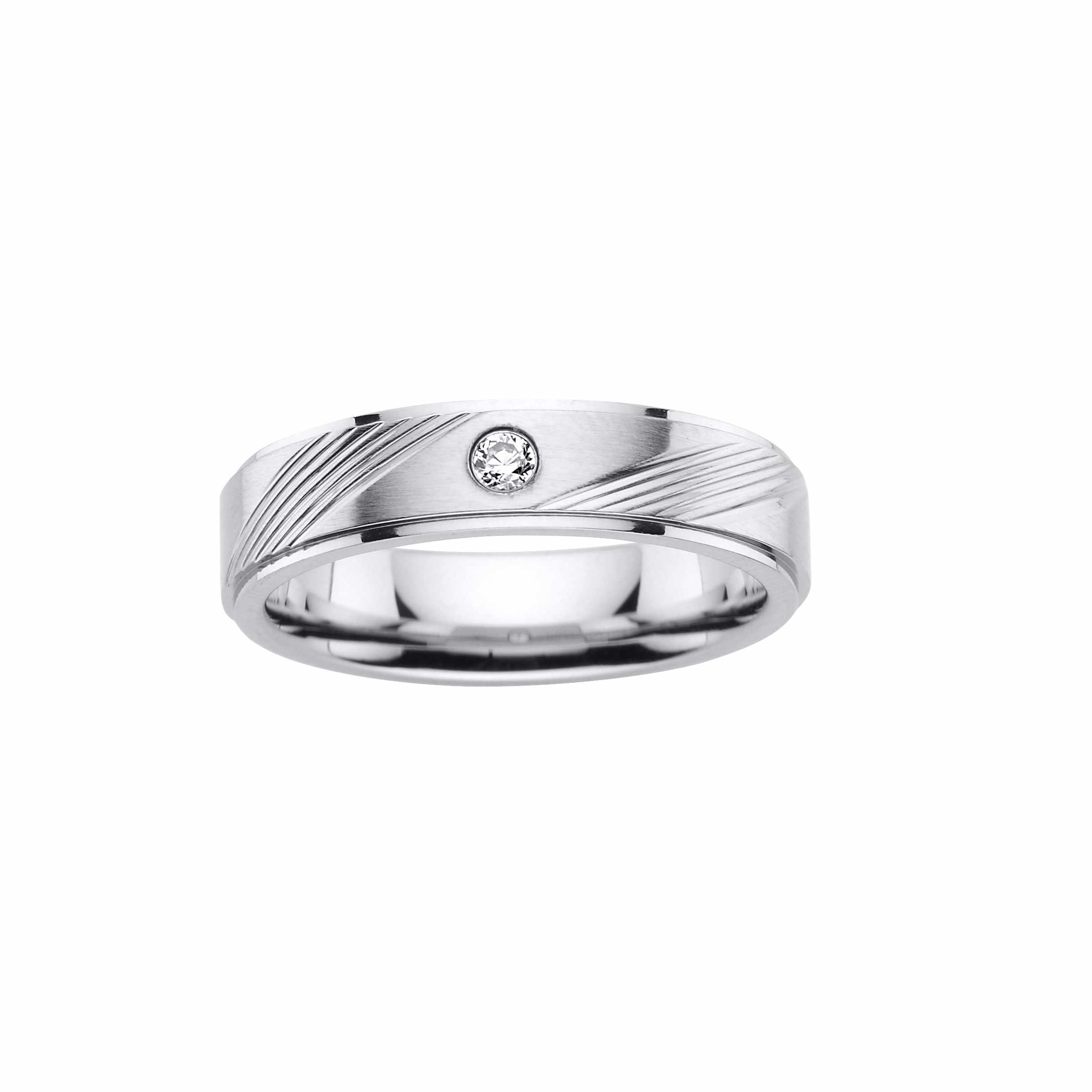 Engelkemper Ringe Ref.-Nr.: BFRE9096/56 Edelstahl, Silber 1 Zirkonia  Wei&szlig;  Ringgr&ouml;&szlig;e 56 Individual-Nr. BFRE9096/56