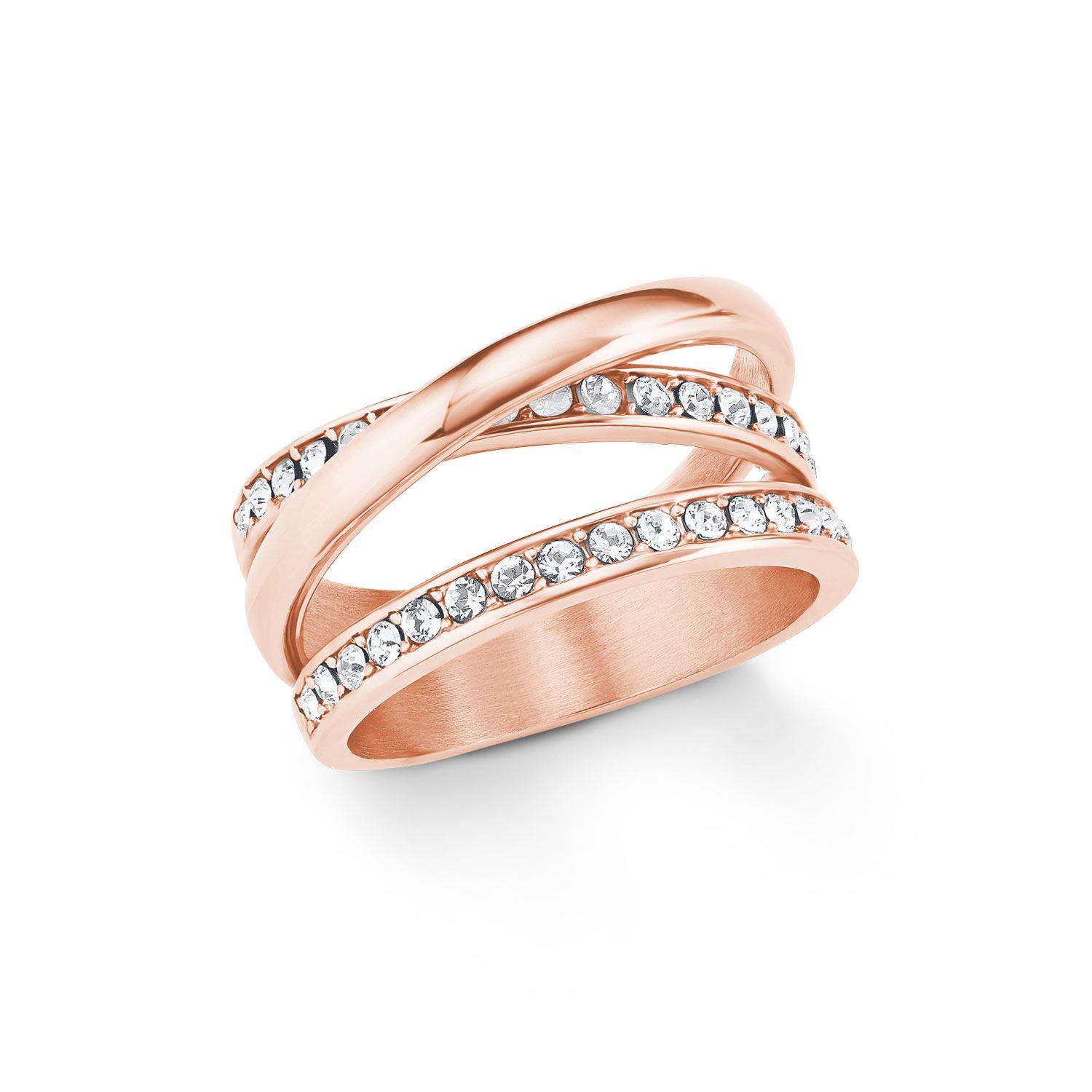 S. Oliver s.Oliver Ringe Ref.-Nr.: 2021093  Vergoldet/- Edelstahl, Ros&eacute; Swarowski  Ringgr&ouml;&szlig;e 58/18,5