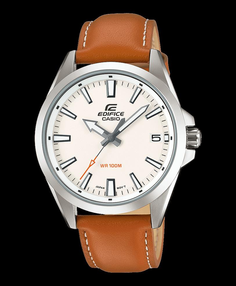 Casio Herrenuhren Ziffernblatt: Weiss Index  EST/- Stahl, wei&szlig; Leder 100 Meter Ref.-Nr.: EFV-100L-7AVUEF Ind.-Nr: 81NFTE