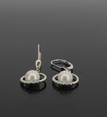 Wilhelm M&uuml;ller Kopf.-und Ohrschmuck Ref.-Nr.: 697726019 333/- Gold, wei&szlig; 10 Zirkonia  Wei&szlig;  2 S&uuml;&szlig;wasser Zuchtperle 7,0-7,5 mm Wei&szlig; Oval