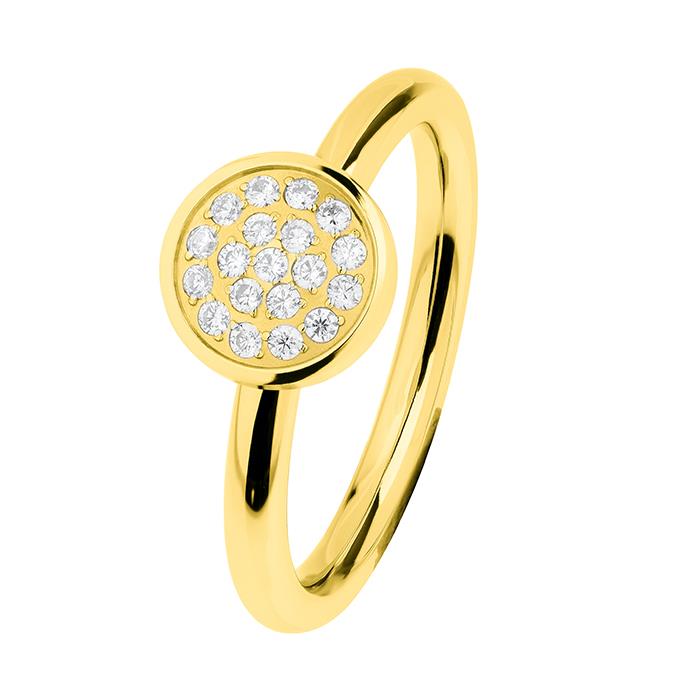 Ernstes Design Ringe Ref.-Nr.: R463.WH.55  Vergoldet/- Edelstahl, gold Zirkonia  Wei&szlig;  Ringgr&ouml;&szlig;e 55
