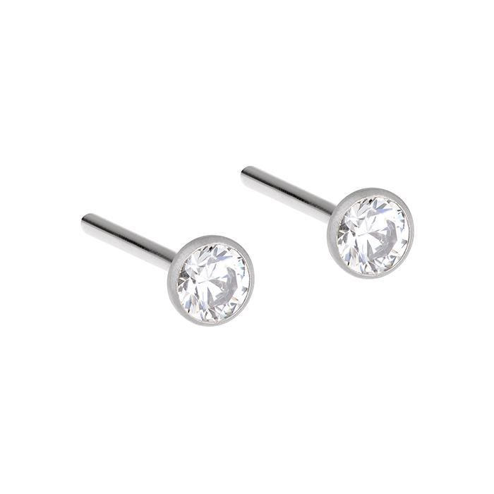 Ernstes Design Ohrringe Ref.-Nr.: E459.WH  Vergoldet/- Edelstahl, gold 2 Zirkonia  Brillantschliff 
