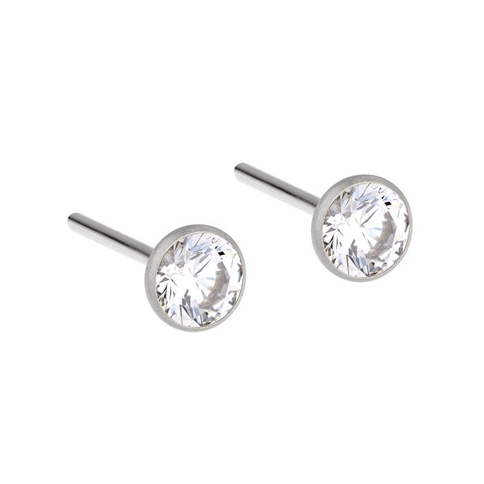 Ernstes Design Ohrringe Ref.-Nr.: E462.WH  Vergoldet/- Edelstahl, gold 2 Zirkonia  Brillantschliff 