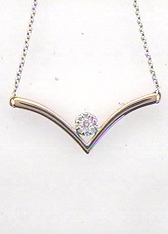 Max Fr&ouml;hlich Mio Fallegro Halsschmuck Ref.-Nr.: mf1847/45 585/- Gold, Bi~Col 9 Diamant Wesselton gr&ouml;&szlig;ere Einschl&uuml;sse Brillantschliff 0,08ct.  L&auml;nge 45cm
