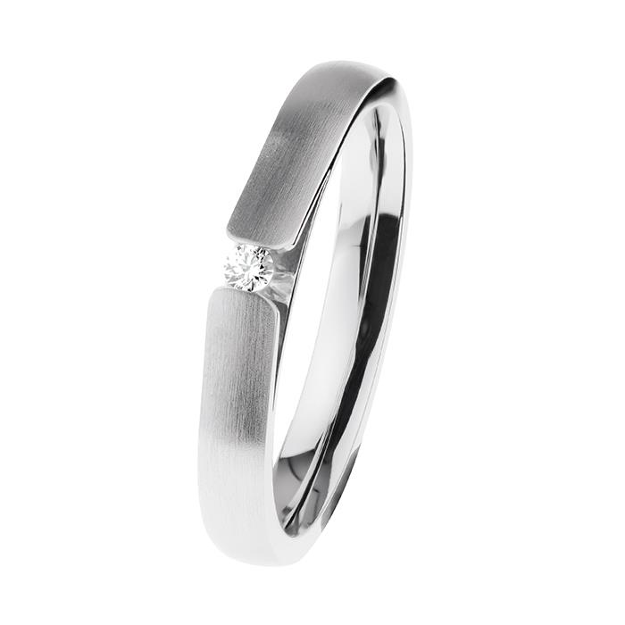 Ernstes Design Ringe Ref.-Nr.: R506.55 Edelstahl, Silber 1 Diamant Top Wesselton kleine Einschl&uuml;sse Brillantschliff 0,035ct.  Ringgr&ouml;&szlig;e 55