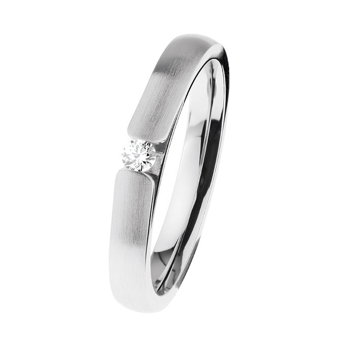 Ernstes Design Ringe Ref.-Nr.: R508.55 Edelstahl, Silber 1 Diamant Top Wesselton kleine Einschl&uuml;sse Brillantschliff 0,065ct.  Ringgr&ouml;&szlig;e 55