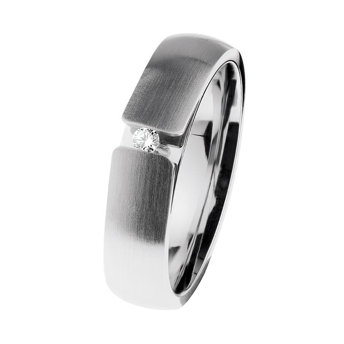 Ernstes Design Ringe Ref.-Nr.: R512.55 Edelstahl, Silber 1 Diamant Top Wesselton kleine Einschl&uuml;sse Brillantschliff 0,035ct.  Ringgr&ouml;&szlig;e 55