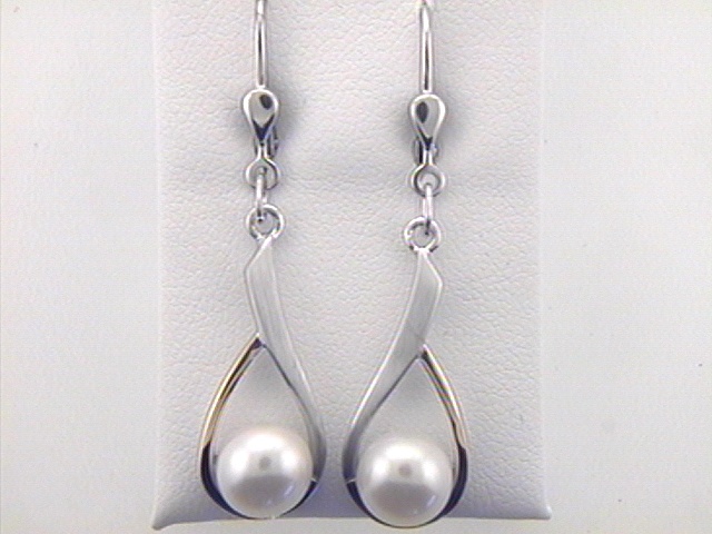 Max Fr&ouml;hlich Kopf.-und Ohrschmuck Ref.-Nr.: 88/174865 925/- Silber, Rhodiniert 2 S&uuml;&szlig;wasser Zuchtperle Oval
