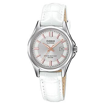 Casio Standard Damenuhren Ziffernblatt: Weiss Index  Leder Quartz 50 Meter Ref.-Nr.: LTS-100L-9AVEF Ind.-Nr: LTS-100