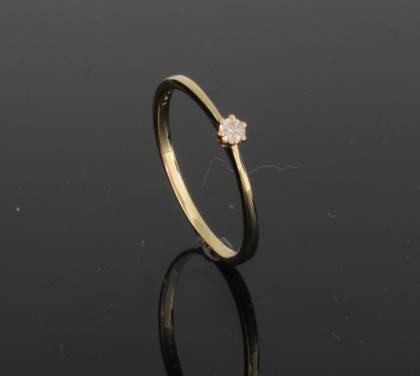 Ringe Ref.-Nr.: 129382050 585/- Gold, gold 1 Brillant Wei&szlig; kleine Einschl&uuml;sse Brillantschliff 0,05ct.  Ringgr&ouml;&szlig;e 50