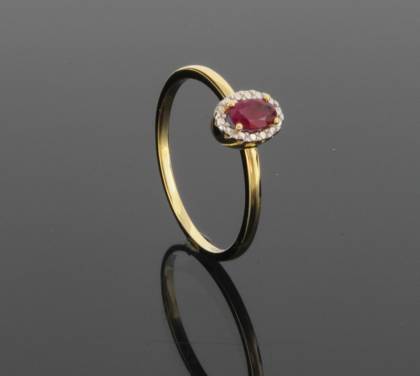 Ringe Ref.-Nr.: 667071053 585/- Gold, gold 1 Rubin Rot Oval facettiert  Diamant Wei&szlig; Brillantschliff 0,30ct.  Ringgr&ouml;&szlig;e 53