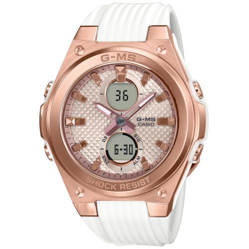Casio Damenuhren Ziffernblatt: Ros&eacute; Index  Resin Armband aus Kunstharz Quartz 100 Meter Ref.-Nr.: MSG-C100G-7AER Ind.-Nr: MSG-C100G