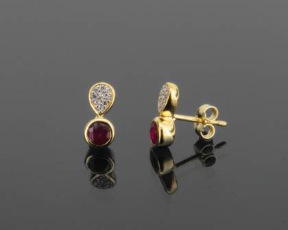 Ohrschmuck Ref.-Nr.: 705769019 333/- Gold, gold 2 Rubin Rot  18 Zirkonia  Wei&szlig; 