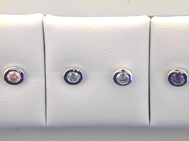 Max Fr&ouml;hlich Ohrschmuck Ref.-Nr.: 201/180740 925/rh/- Silber, Rhodiniert 2 Zirkonia  Bunt Brillantschliff  Individual-Nr. 18074001