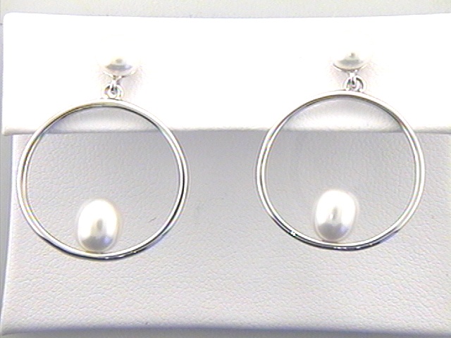 Max Fr&ouml;hlich Ohrschmuck Ref.-Nr.: 488/176708 925/rh/- Silber, Rhodiniert 4 S&uuml;&szlig;wasser Zuchtperle 6,0-6,5 mm Wei&szlig; Oval Individual-Nr. 17670801