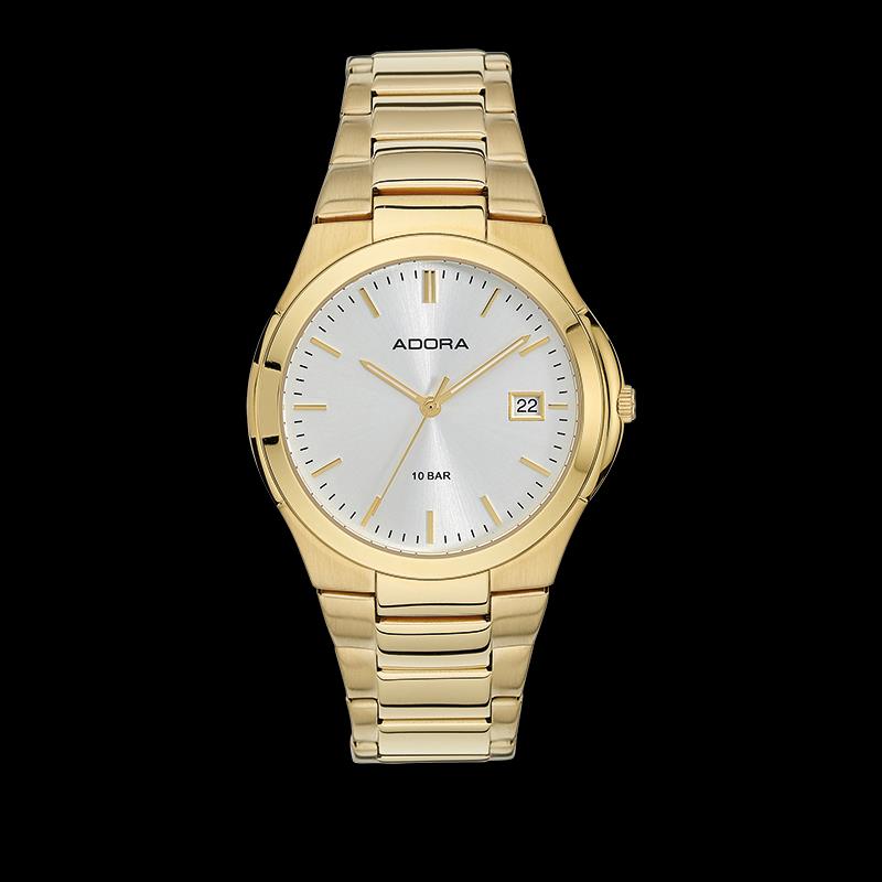 Adora Armbanduhren Herrenuhren Ziffernblatt: hellgrau Index  Stahl, gelb Gliederband Quartz 100 Meter Ref.-Nr.: AB6455 Ind.-Nr: 1-204553-001