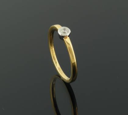 Ringe Ref.-Nr.: 129096054 585/- Gold, Gelbgold/Weissgold 1 Diamant Wei&szlig; kleine Einschl&uuml;sse Brillantschliff 0,10ct.  Ringgr&ouml;&szlig;e 54