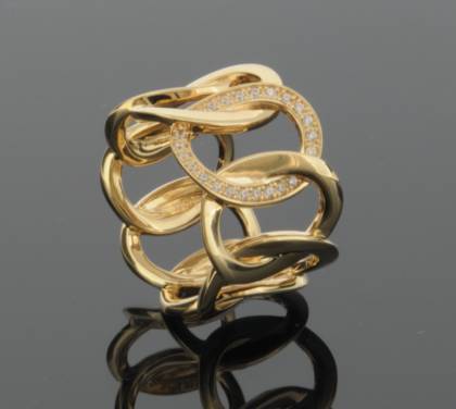 Wilhelm M&uuml;ller Ring Ref.-Nr.: 746337052 925/GP/- Silber, gold 23 Zirkonia  Wei&szlig;  Ringgr&ouml;&szlig;e 52